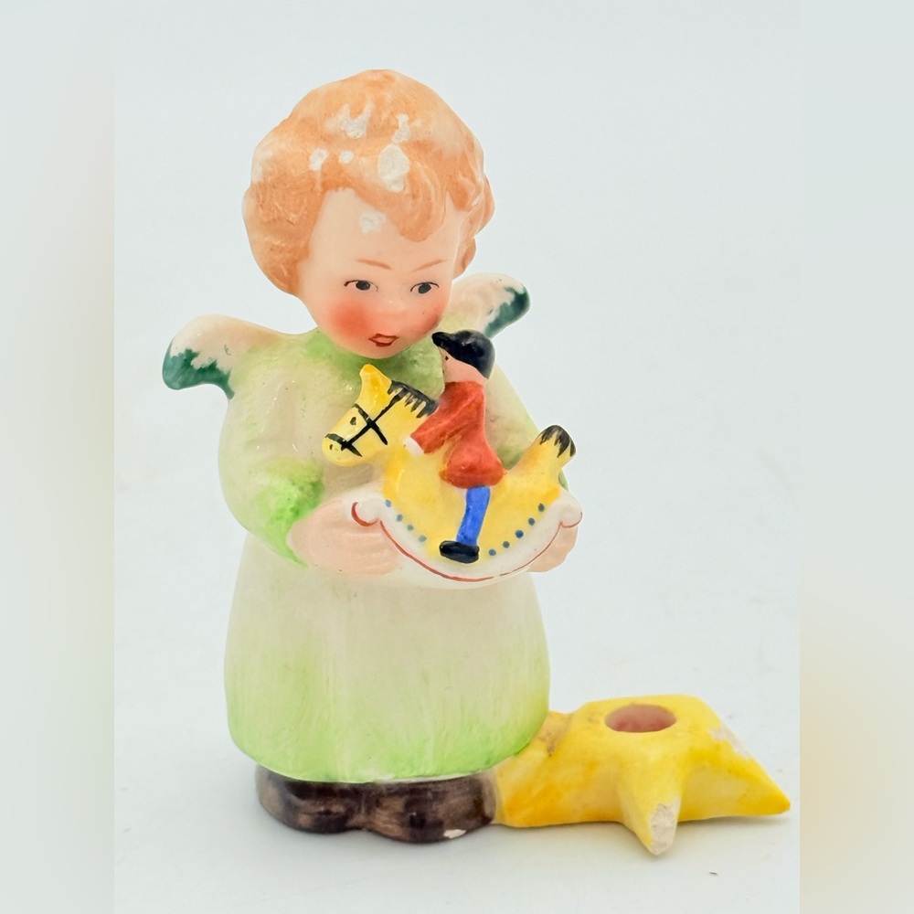 Vintage Goebel Angel Candle Holder Birthday Train Rocking Horse West Germany